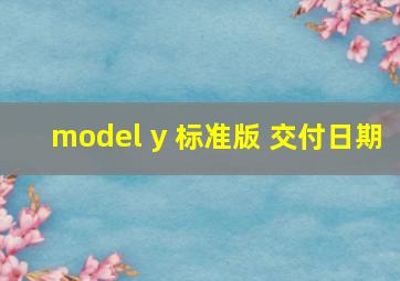 model y 标准版 交付日期